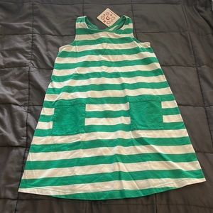 NWT Hanna Andersson green and white striped dress size 120 (6-7)